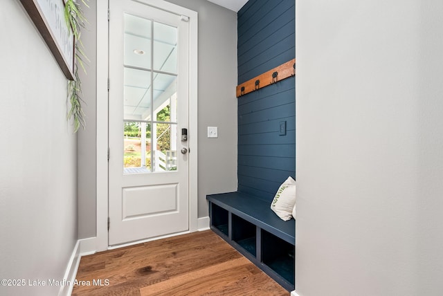 mudroom featuring hardwood / wood-style flooring