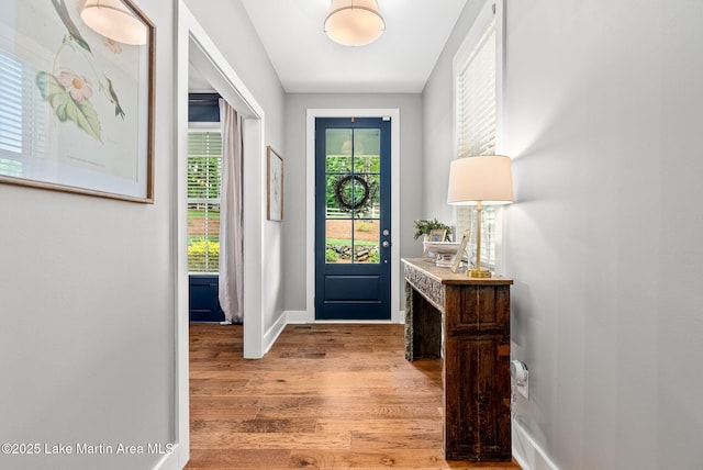 foyer entrance featuring light hardwood / wood-style flooring