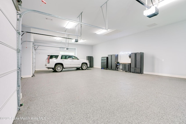 garage with a garage door opener