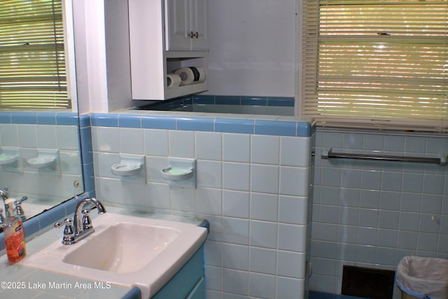 240 Windsor Dr, Alexander City, AL 35010 - bathroom featuring tile walls and vanity