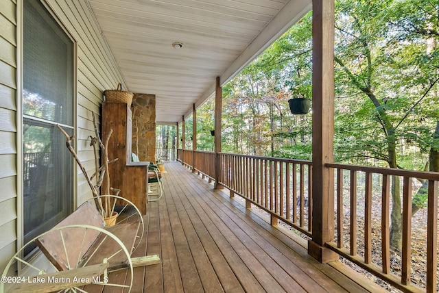 wooden terrace with covered porch