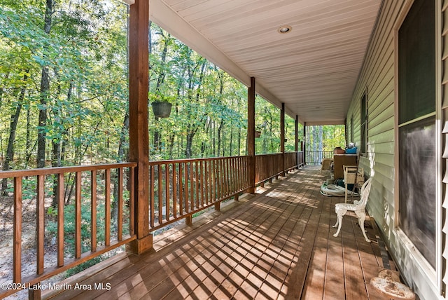 deck featuring a porch