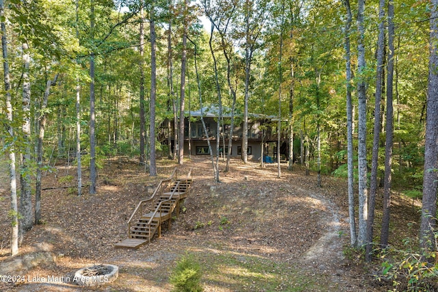 view of yard with a deck