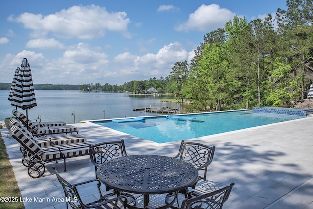 1071 Trillium W Pkwy, Eclectic, AL 36024 - outdoor pool with a patio, a water view, and a boat dock