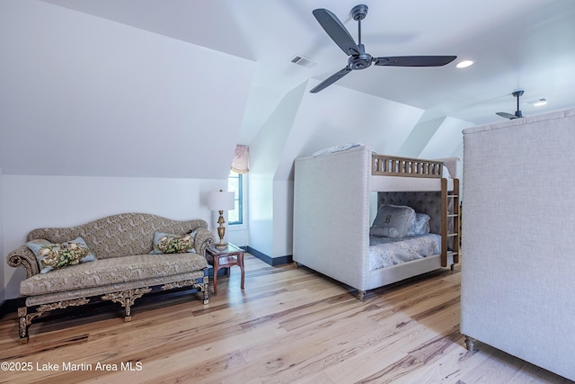 1071 Trillium W Pkwy, Eclectic, AL 36024 - interior space featuring a ceiling fan, vaulted ceiling, and wood finished floors
