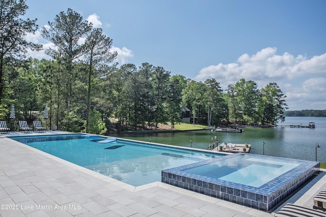 1071 Trillium W Pkwy, Eclectic, AL 36024 - view of pool featuring a patio, a water view, and a pool with connected hot tub