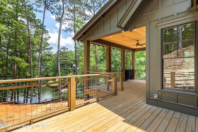 74 Cedar Rdg, Alexander City, AL 35010 - wooden terrace with a water view and ceiling fan