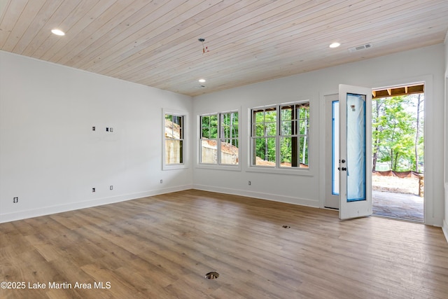 74 Cedar Rdg, Alexander City, AL 35010 - empty room featuring recessed lighting, wooden ceiling, wood finished floors, and baseboards