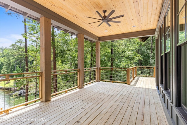 74 Cedar Rdg, Alexander City, AL 35010 - deck with ceiling fan, view of scattered trees, and a water view
