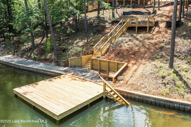 74 Cedar Rdg, Alexander City, AL 35010 - dock area featuring stairs and a deck with water view