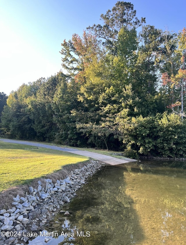 view of yard with a water view