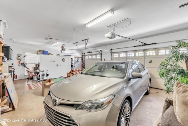 garage with a garage door opener