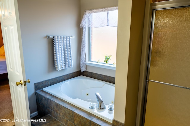 bathroom with independent shower and bath