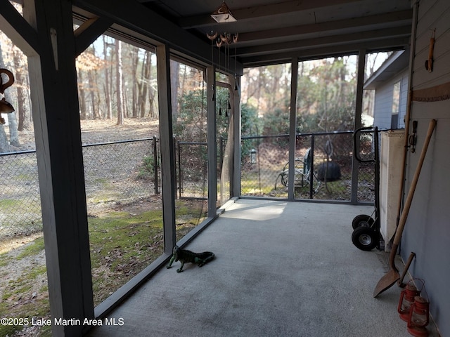 view of unfurnished sunroom