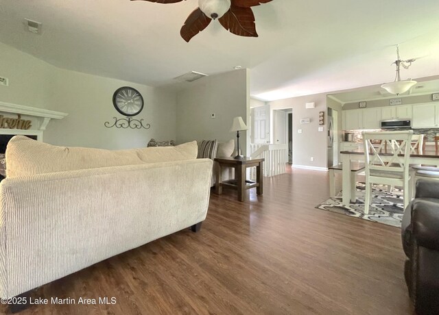 11 Redbud Ct, Dadeville, AL 36853 - living room with dark wood-style floors and a ceiling fan