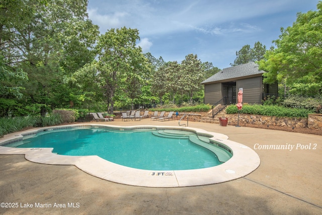 view of pool featuring a patio