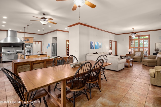 dining area featuring ornamental molding