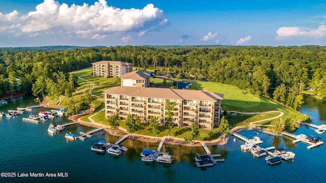 64 Stoneview Summit Ct Unit 5301, Dadeville, AL 36853 - birds eye view of property with a water view and a view of trees