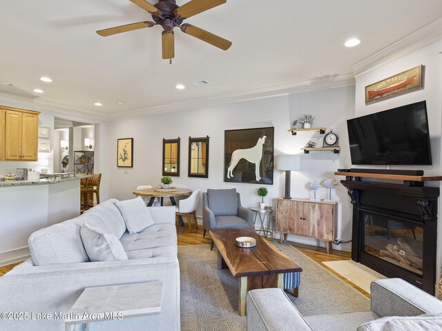 64 Stoneview Summit Ct Unit 5301, Dadeville, AL 36853 - living area featuring ornamental molding, recessed lighting, and ceiling fan