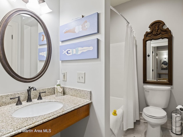 64 Stoneview Summit Ct Unit 5301, Dadeville, AL 36853 - bathroom with toilet, shower / bath combo, tile patterned flooring, and vanity