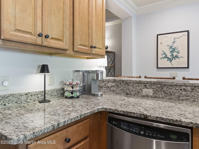 64 Stoneview Summit Ct Unit 5301, Dadeville, AL 36853 - kitchen with crown molding, light stone counters, and dishwasher