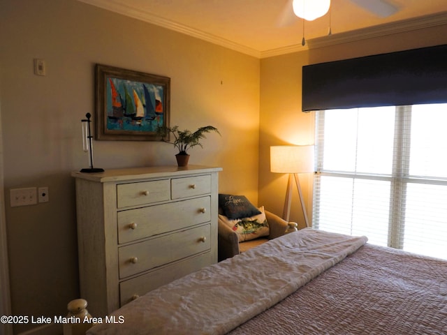 bedroom with crown molding