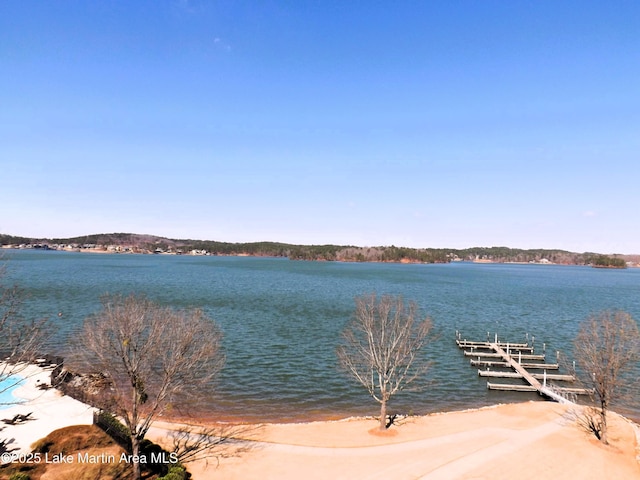 property view of water featuring a dock