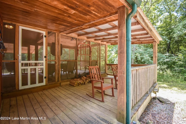 view of unfurnished sunroom