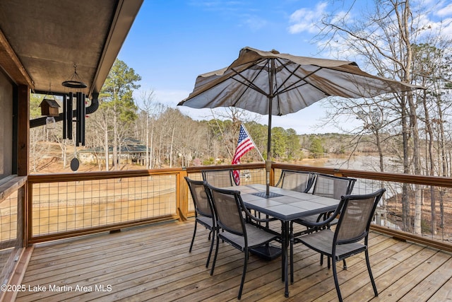 57 Lakeview Pt, Alexander City, AL 35010 - wooden terrace with outdoor dining area