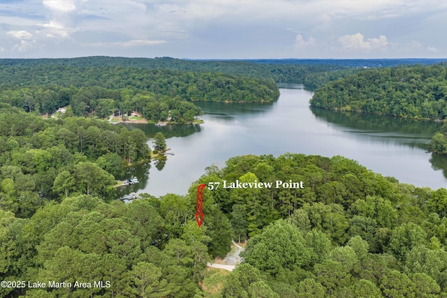 57 Lakeview Pt, Alexander City, AL 35010 - drone / aerial view of a heavily wooded area and a nearby body of water