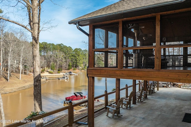 dock area featuring a water view