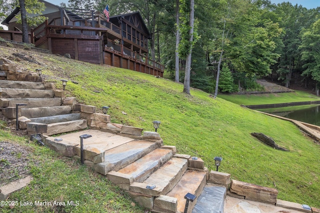 57 Lakeview Pt, Alexander City, AL 35010 - view of green lawn with stairway