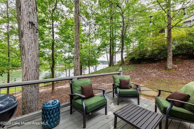 254 Paces Way, Dadeville, AL 36853 - wooden terrace with a water view