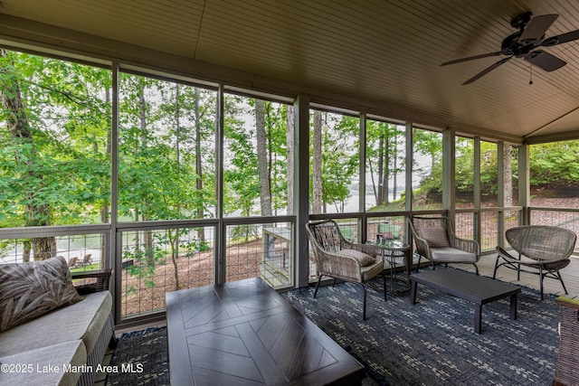 254 Paces Way, Dadeville, AL 36853 - sunroom with a ceiling fan, plenty of natural light, and an outdoor hangout area