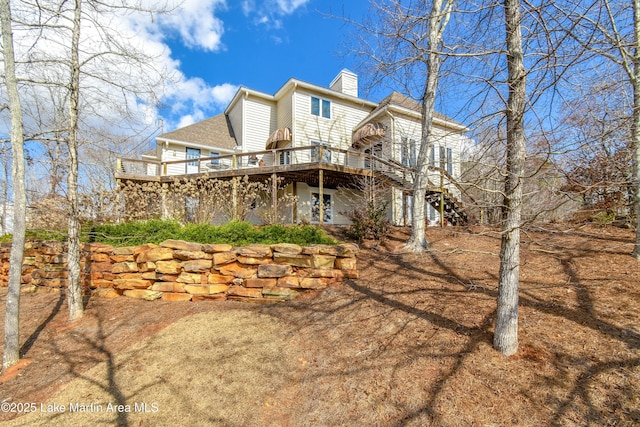 127 Ridge Crest Dr, Jacksons Gap, AL 36861 - back of house featuring a chimney and a wooden deck