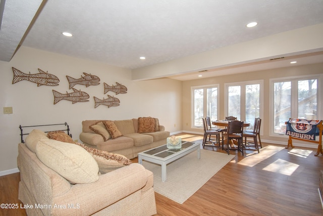 127 Ridge Crest Dr, Jacksons Gap, AL 36861 - living room featuring recessed lighting, baseboards, and wood finished floors