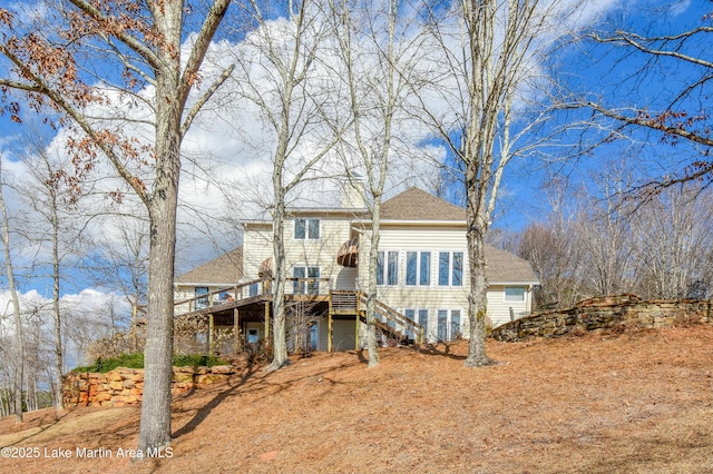 127 Ridge Crest Dr, Jacksons Gap, AL 36861 - back of house featuring a deck, stairway, and roof with shingles