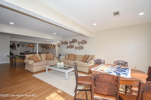127 Ridge Crest Dr, Jacksons Gap, AL 36861 - living area featuring light wood-style floors, recessed lighting, and baseboards