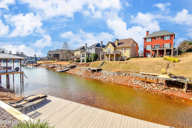 dock area featuring a water view