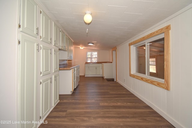 hall with dark wood-type flooring and sink