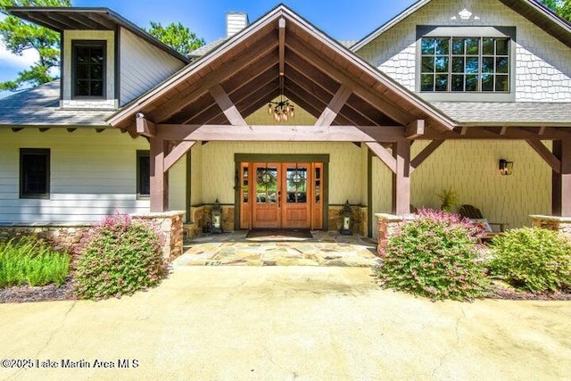 doorway to property with french doors