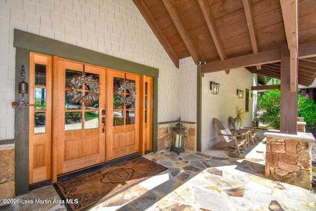 property entrance with french doors