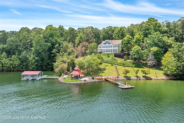 876 Ridge Rd, Dadeville, AL 36853 - view from above of property with a large body of water and a heavily wooded area