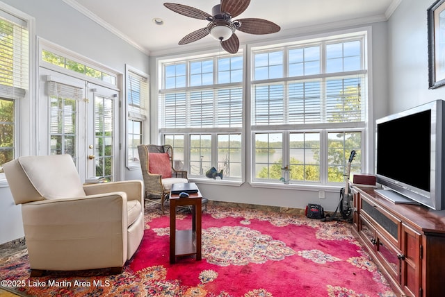 876 Ridge Rd, Dadeville, AL 36853 - sunroom with french doors, plenty of natural light, and crown molding