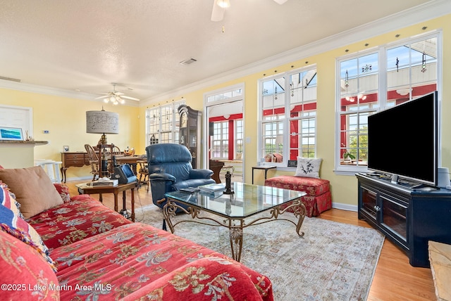 876 Ridge Rd, Dadeville, AL 36853 - living room featuring a ceiling fan, plenty of natural light, and crown molding