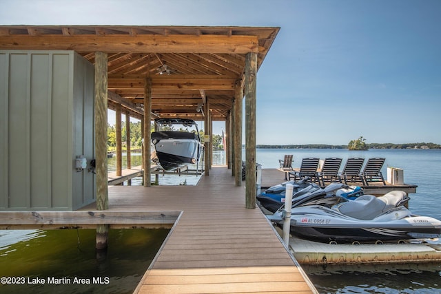 view of dock featuring a water view