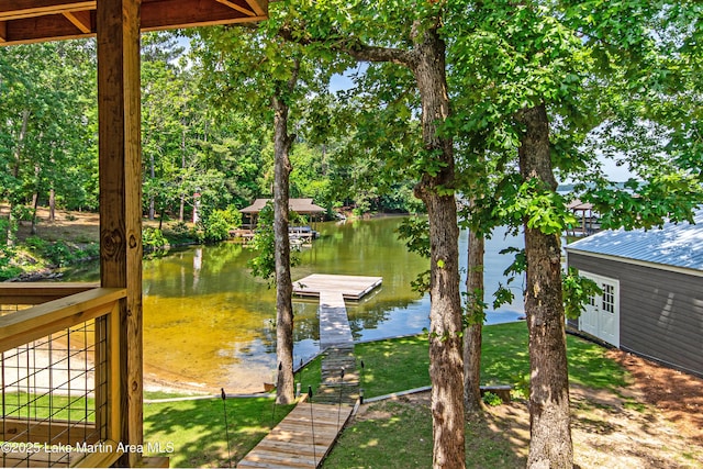 view of dock featuring a water view