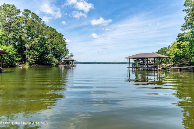 view of dock featuring a water view