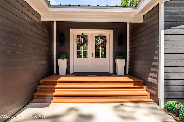 doorway to property with french doors