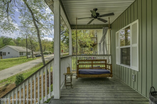 441 Cove Dr, Eclectic, AL 36024 - view of front of property with a porch, stairway, and ceiling fan